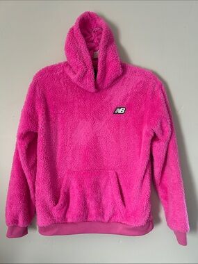 New Balance Girls Bright Pink Sherpa Long Sleeve Hoodie Sz Large 14/16